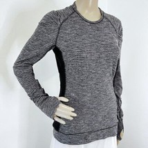 Lululemon Shirt Women 10 Gray Long Sleeve Running Top Thumb Hole - $666.96 MXN