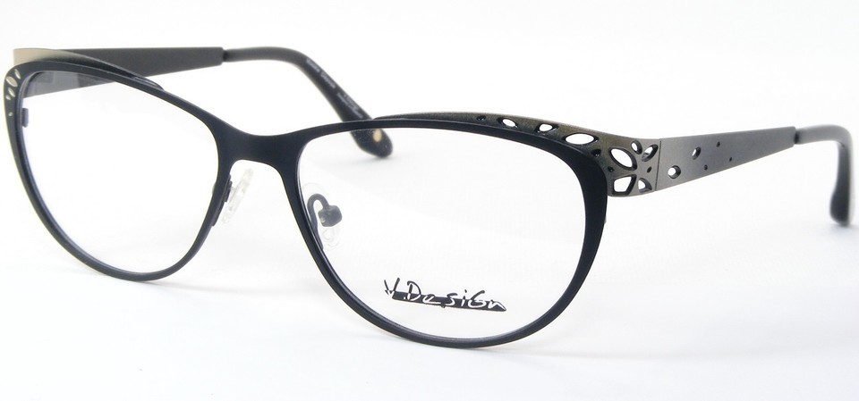 Variation DESIGN 5717 Alizee MATT BLACK /CHAMPAGNE EYEGLASSES V.DESIGN 5... - $135.42