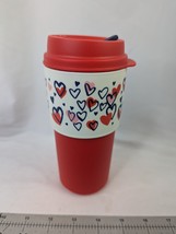 Tupperware Insulated Travel Mug Eco To Go 16 oz Red Hearts Valentine - $9.95