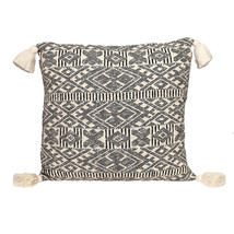 20&quot; x 20&quot; Black and Cream Bohemian Pattern Square Accent Throw Pillow with Ta... - £39.88 GBP