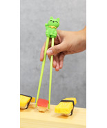 Green Maneki Neko Lucky Cat Reusable Training Chopsticks Set W/ Silicone... - $12.32 CAD