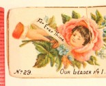 Victorian Trade calling Card Forever Thine Our Leader Woman in Pink Rose... - £4.66 GBP