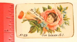 Victorian Trade calling Card Forever Thine Our Leader Woman in Pink Rose VTC 3 - £4.67 GBP