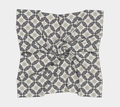 50 Inch Square Scarf Head Wrap or Tie | | Geometric Beige Black Drift Lo... - £55.95 GBP