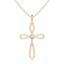 ANGARA Lab-Grown 0.1 Ct Solitaire Diamond Bow Cross Pendant Necklace in 14K Gold - £369.08 GBP