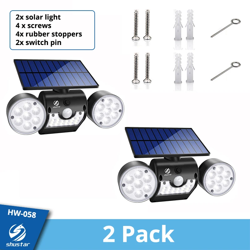 Motion Sensor Solar Lights Outdoor Solar Wall Lights with Dual Head Spotlights 3 - £110.76 GBP