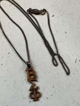 Vintage Dainty Sterling SIlver Chain w Sorority Greek Symbols Pendant Necklace – - £13.34 GBP