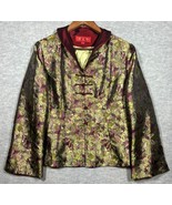 Traditional Chinese Floral Brocade Jacket Womens S/M Knot Buttons Green - $405.69 MXN