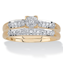 PalmBeach Jewelry Round Diamond Solid 10k Gold Engagement Bridal Ring Set - £340.10 GBP