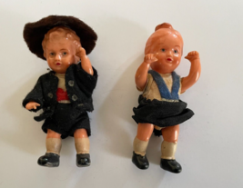 Vintage 1950&#39;s Red Letter Day School Hansel and Gretel Posable Baby Dolls - $9.49