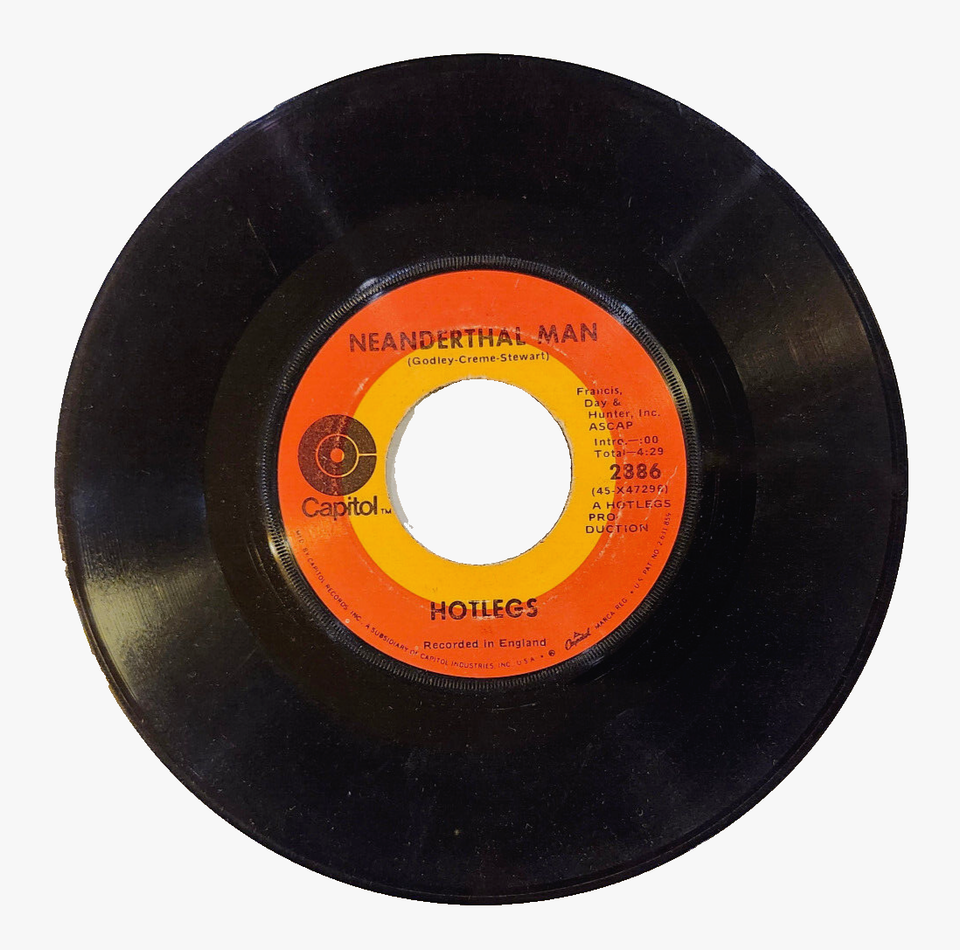 Hotlegs Neanderthal Man 7&quot; Vinyl Record 1970 Capitol 2886 DUSTIES - $0.98