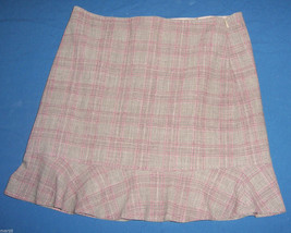 Elie Tahari Wool Blend Gray and Pink Plaid Knee Length Skirt Misses Size 6 - £15.57 GBP