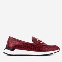 The Milan Burgundy Croc-Embossed Patent Leather Women Sneaker image 3