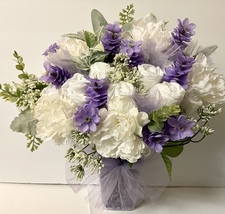 Sage , Cream and Lavender Purple Diaper Bouquet Baby Shower Centerpiece New Mom  - £51.95 GBP