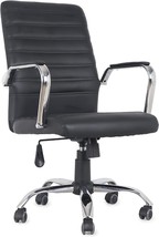 Comfty Lumbar Support and Chrome Base Leather Office Chair, 37.6”, 41.53”, Black - £111.90 GBP