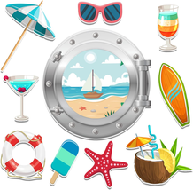 Summer Beach Cruise Door Magnets Car Magnets &amp; Magnetic 10Pcs Cruise Door Decora - £15.80 GBP