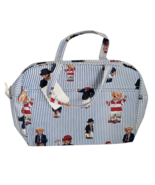 Vintage Polo Ralph Lauren Bear Tote Bag Top Handle Handbag Blue Stripes ... - $168.26