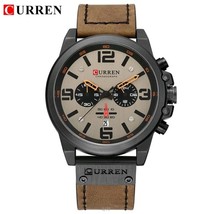 CURREN Mens Watches Sport Waterproof Military Wristwatch Leather Watch R... - $51.41