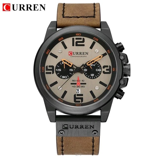 CURREN Mens Watches Sport Waterproof Military Wristwatch Leather Watch Relogio M - $51.41