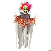 Clown Prop Hanging 35&quot; Carnival Red Pink Hair Pale Face Scary Halloween ... - $32.99