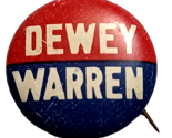 1940s Political Pinback Button for Dewey and Warren 7/8&quot; Imber Co - $6.20