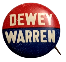 1940s Political Pinback Button for Dewey and Warren 7/8&quot; Imber Co - £4.87 GBP