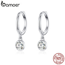 925 Silver Clear CZ Waterdrop Hoop Earrings for Women Platinum Plated Statement  - £13.51 GBP