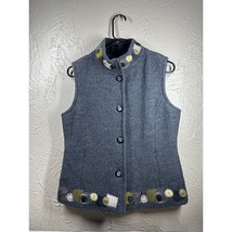 Icelandic Design Womens Vest Black Patchwork 100% Wool Button Front Size... - $716.11 MXN