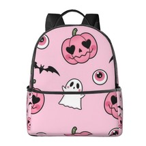 Pink Halloween Pattern With Ghosts, Bats And Pumpkins Backpack - £28.50 GBP