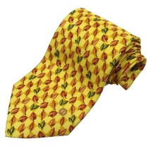 Dunhill Men&#39;s Printed Silk Tie Leaves Print Yellow Made in Italy - £19.95 GBP