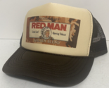 Red Man Hat Trucker Hat Vintage snapback Brown Tan Golden Chewing Tobacc... - $17.59