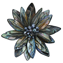 Mysterious Rainbow Water Lily Mother of Pearl Pin-Brooch - £18.82 GBP