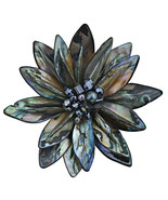 Mysterious Rainbow Water Lily Mother of Pearl Pin-Brooch - £18.68 GBP