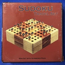 Wooden Mini Sudoku Travel Game Set - 5” Board Magnetic Storage Box Complete Nice - £11.08 GBP