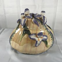 Yellow Bag With Purple &amp; White Iris Cookie Jar Canister - £25.02 GBP