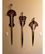 Set of 3 Steel Replica LOTR Swords: Anduril Narsil, Glamdring &amp; Boromir ... - £212.46 GBP