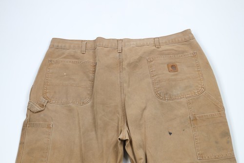 Vtg Carhartt Mens 42x32 Distressed Relaxed Fit Canvas Wide Leg Dungaree Pants Item image 12