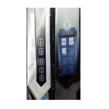 Tardis Neck Tie - Dr Who Gallifrey Blue box Satin Tie Whovians - $36.60