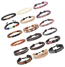 18Pcs Leather Chakra Bead Tribal Bracelet for Men - £50.23 GBP