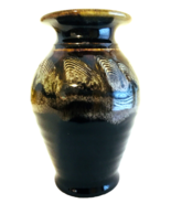 Mark Hebing Studio Art Pottery Vase Brown w/Beige Incised Waves 5&quot;H, 3&quot;W... - $17.78 CAD