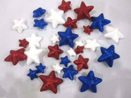 Patriotic 4th of July Glitter Stars Decorations Bowl Scatter filler 30pc - £11.18 GBP