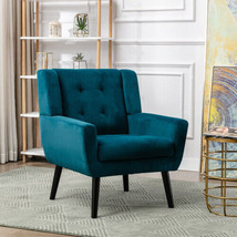 Modern Soft Velvet Material Ergonomics Accent Chair Living Room - Teal - £188.10 GBP
