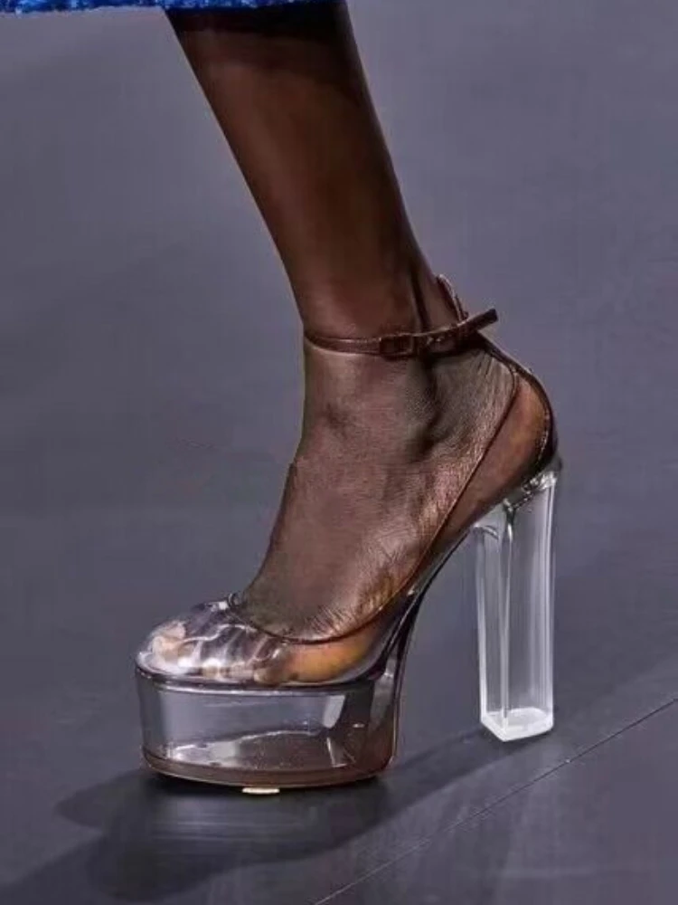 2024 autumn New Woman Fashion PVC Designer Patent Platform Transparent Shoes Sho - £136.24 GBP