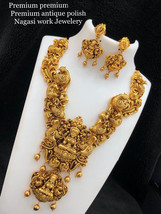 Indian Bollywood Matt Gold Plated Statement Necklace Nagas Temple Jewelry Set - £226.53 GBP