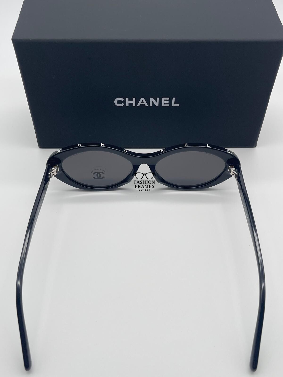 CHANEL 5416 Black Gray Oval Sunglasses–Acetate Frame – Brand New 100% Authentic Item image 5