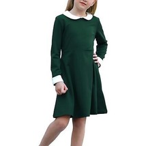 Girl&#39;s Long Sleeve Peter Pan Collar Fit &amp; Flare Skater Dress 13-14Y Green - $22.80