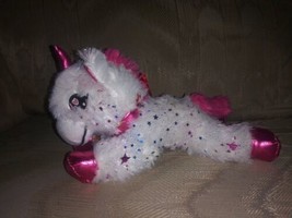 Classic Toy Co Unicorn Plush 10" White Pink Stars Glitter Stuffed Animal Sparkle - $17.81