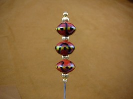 U-283-78) red colored glass yellow black striped gold beads hatpin Pin h... - $206.29 MXN