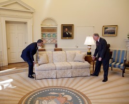 President Barack Obama moves a couch in the White House Oval Office Phot... - £6.92 GBP+