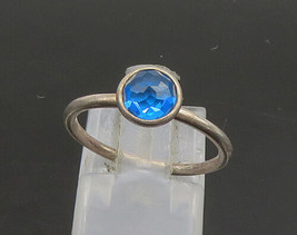 PANDORA 925 Silver - Vintage Faceted Blue Stone Thin Band Ring Sz 7- RG23595 - £30.33 GBP
